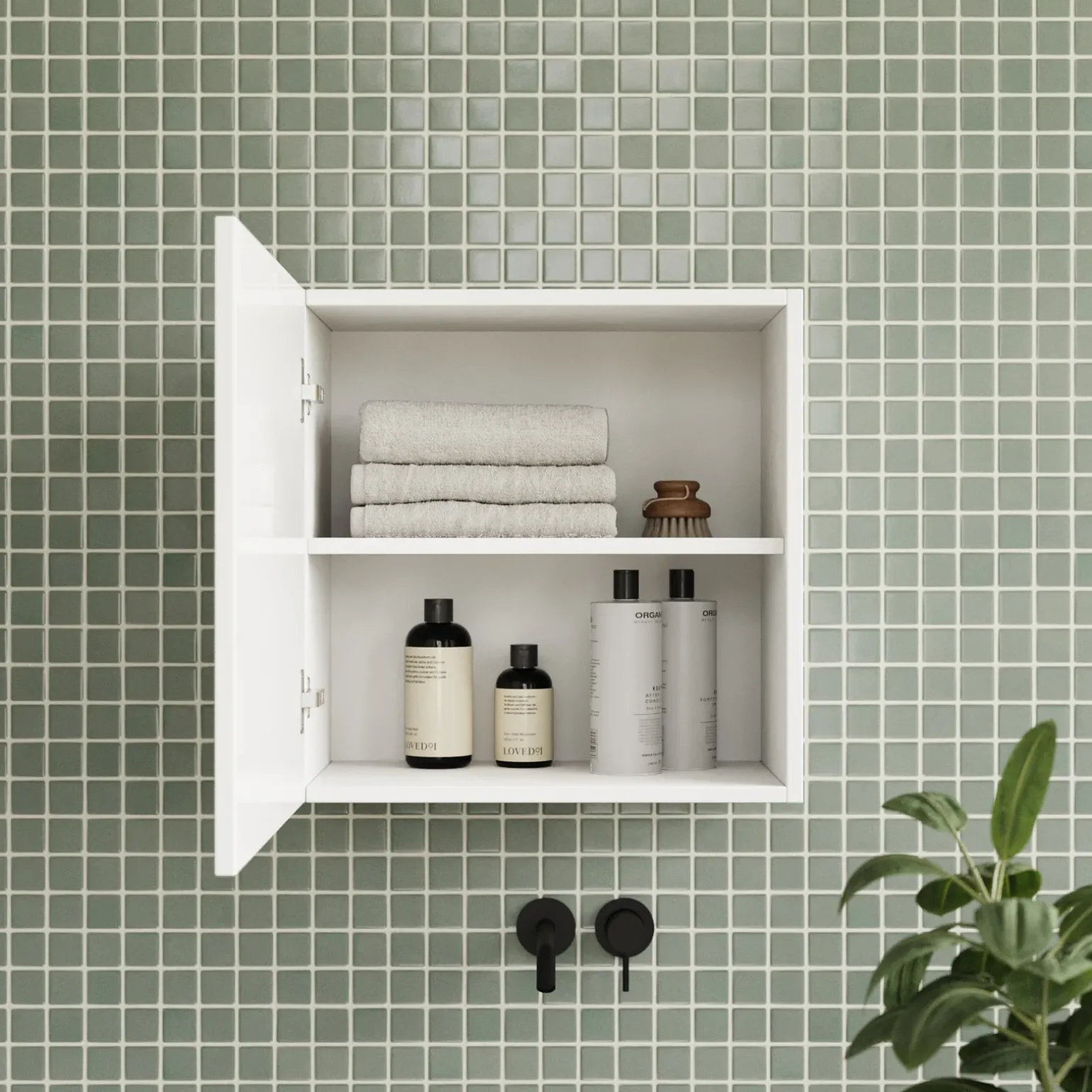 Pensile cubo sospeso bagno 55x50h cm 1 anta reversibile bianco lucido Sunset