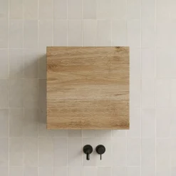 Pensile cubo sospeso bagno 55x50h cm 1 anta reversibile rovere chiaro Sunset