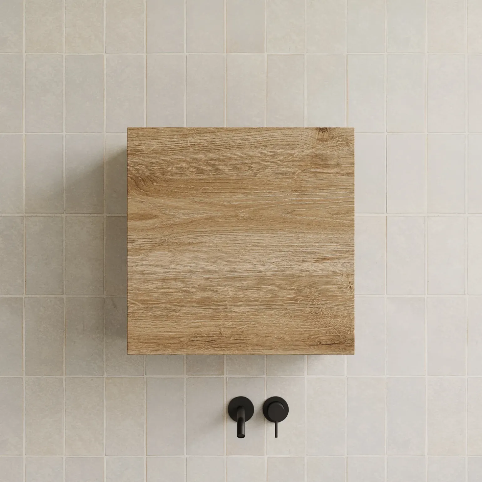 Pensile cubo sospeso bagno 55x50h cm 1 anta reversibile rovere chiaro Sunset