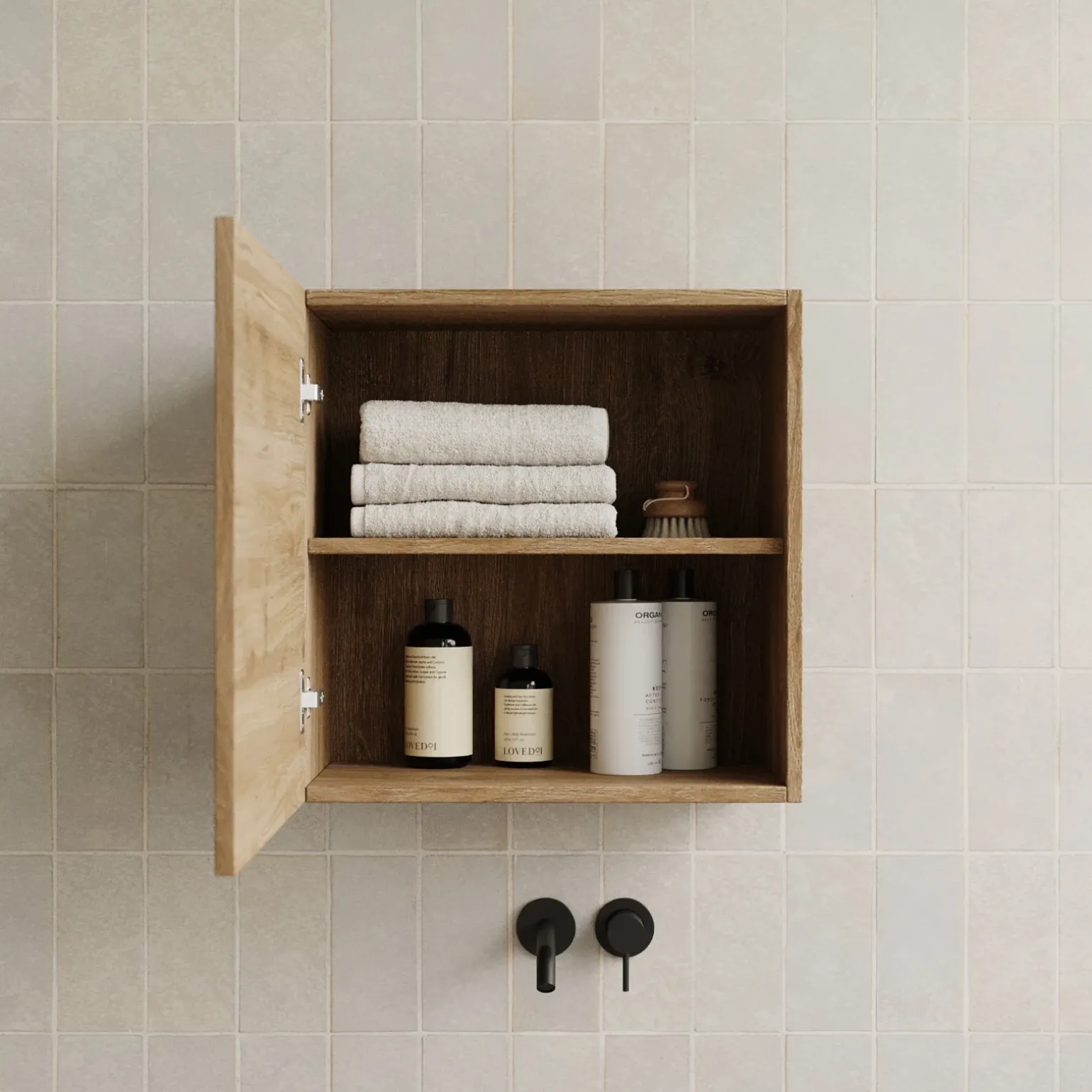 Pensile cubo sospeso bagno 55x50h cm 1 anta reversibile rovere chiaro Sunset