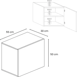 Pensile cubo sospeso bagno 55x50h cm 1 anta reversibile antracite Sunset