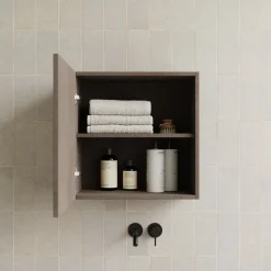 Pensile cubo sospeso bagno 55x50h cm 1 anta reversibile marrone scuro Sunset