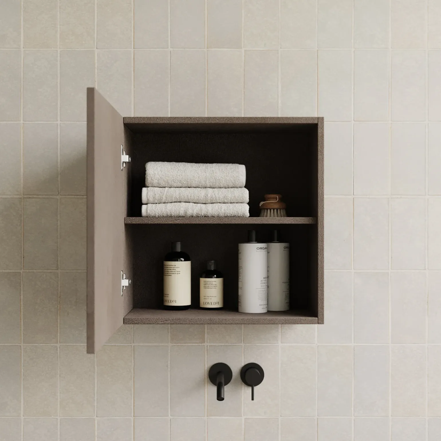 Pensile cubo sospeso bagno 55x50h cm 1 anta reversibile marrone scuro Sunset