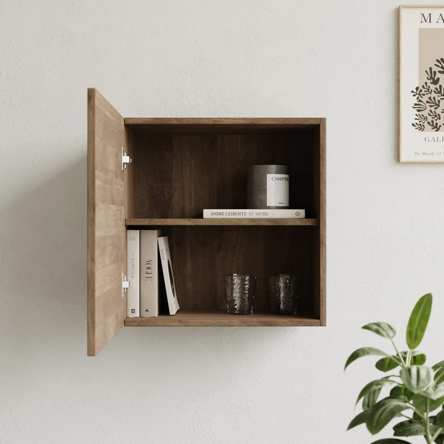 Pensile cubo sospeso 55x50h cm 1 anta reversibile rovere scuro Sunset