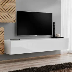 Pensile orizzontale 180x30h cm a ribalta bianco lucido Geo