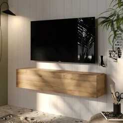 Pensile orizzontale 138x29h cm 1 anta reversibile moderno rovere chiaro Sunset