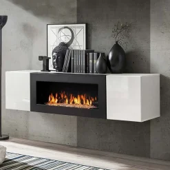 Pensile sospeso con biocamino 160x40h cm bianco Ignis Gihome®