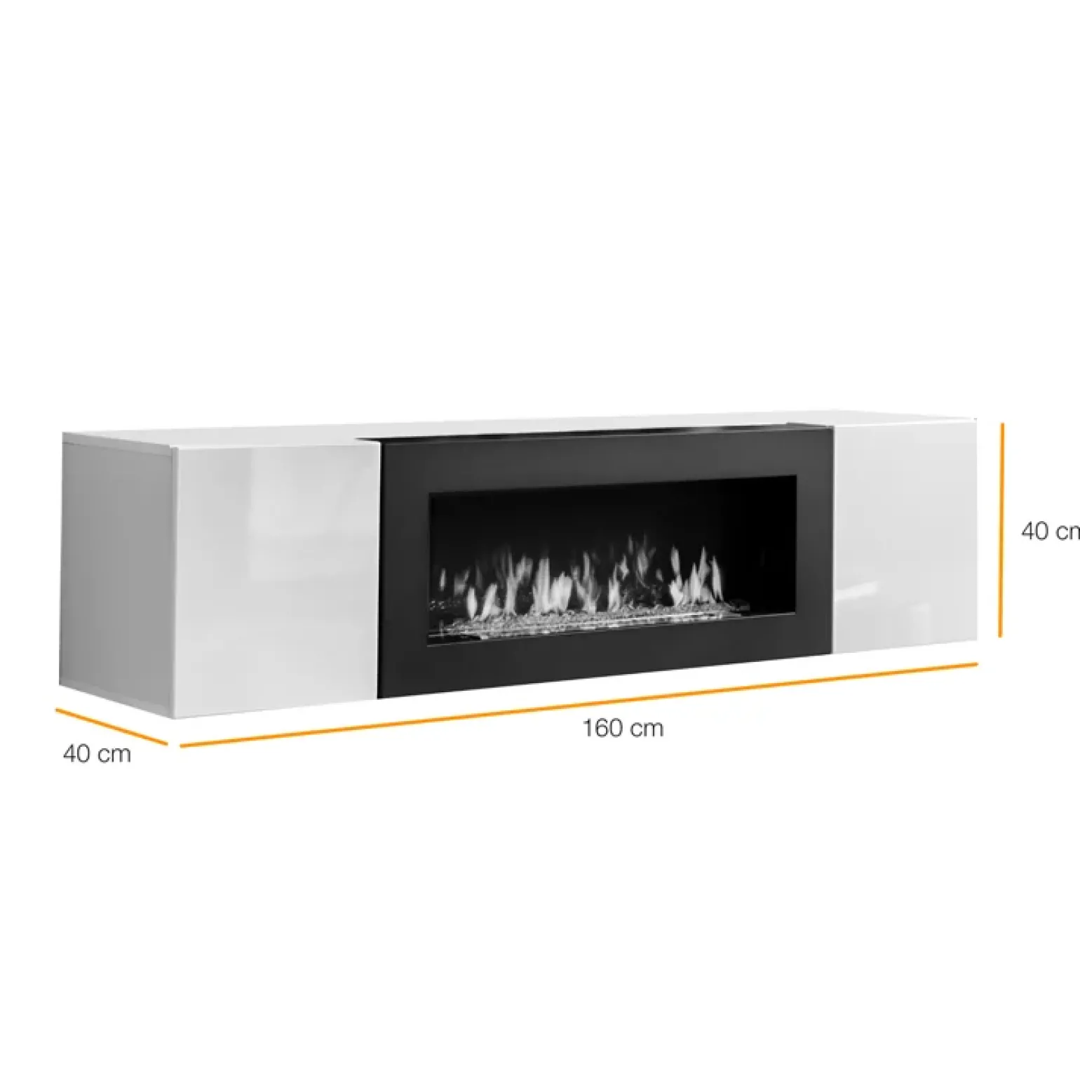 Pensile sospeso con biocamino 160x40h cm bianco Ignis Gihome®