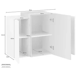 Pensile 90x66h cm moderno bianco laccato lucido pero Milos Gihome®