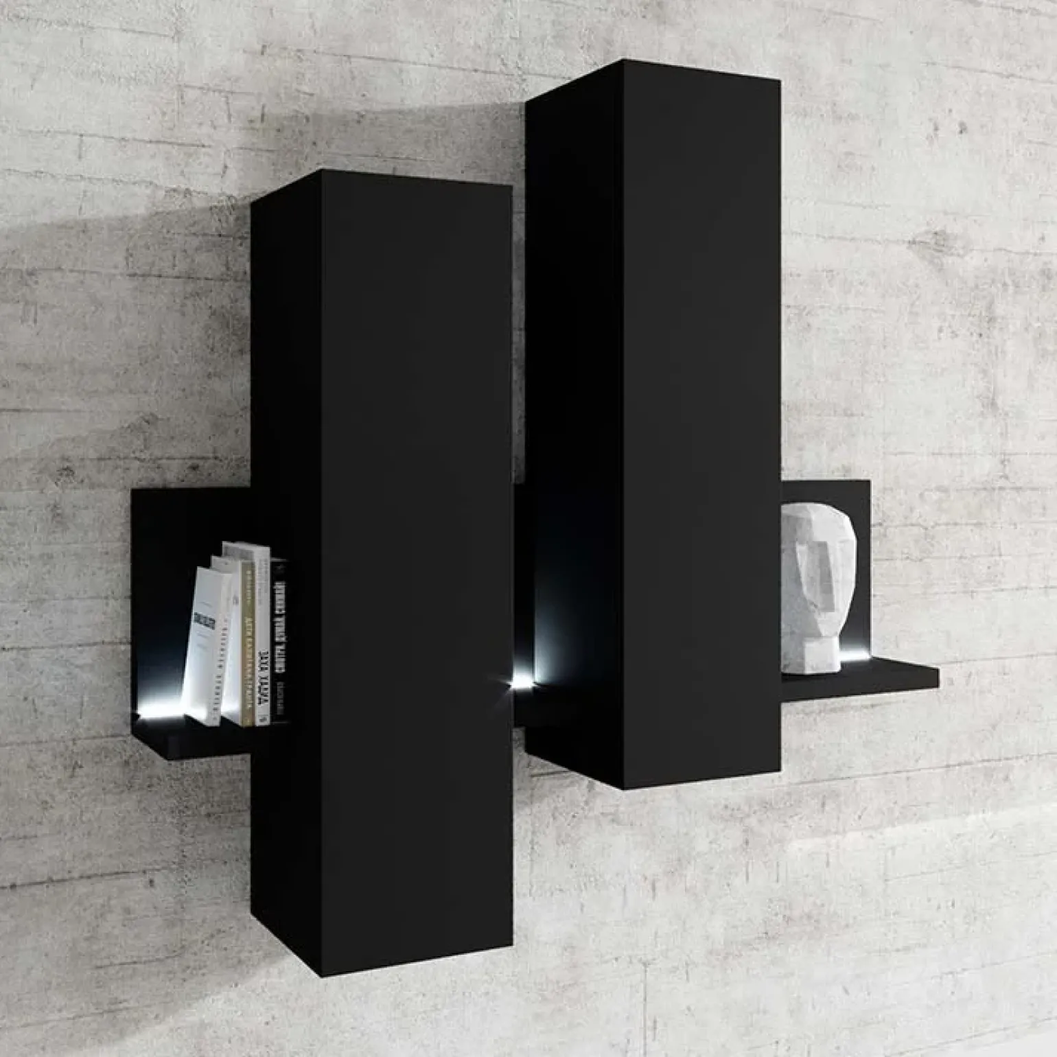 Pensile 152x142h cm per parete attrezzata con mensola nero opaco Megan Gihome®