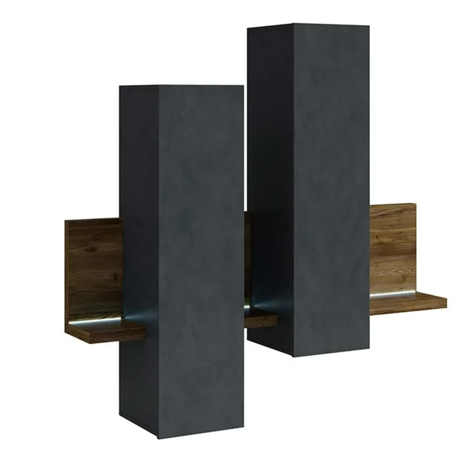 Pensile 152x142h cm per parete attrezzata con mensola antracite spatolato noce Megan Gihome®