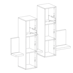 Pensile 152x142h cm per parete attrezzata con mensola antracite spatolato noce Megan Gihome®