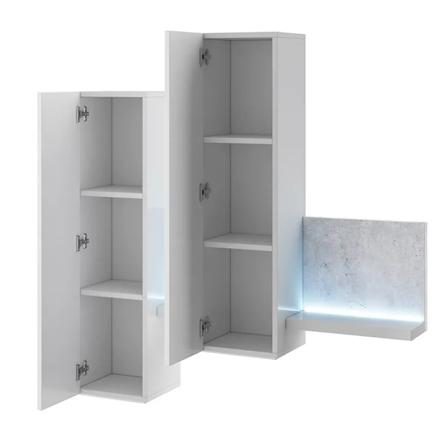 Pensile 150x142h h cm per parete attrezzata con mensola bianco opaco cemento Megan Gihome®