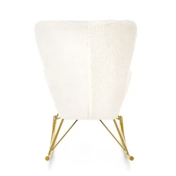 Poltrona a dondolo relax imbottita in tessuto panna oro Spitz