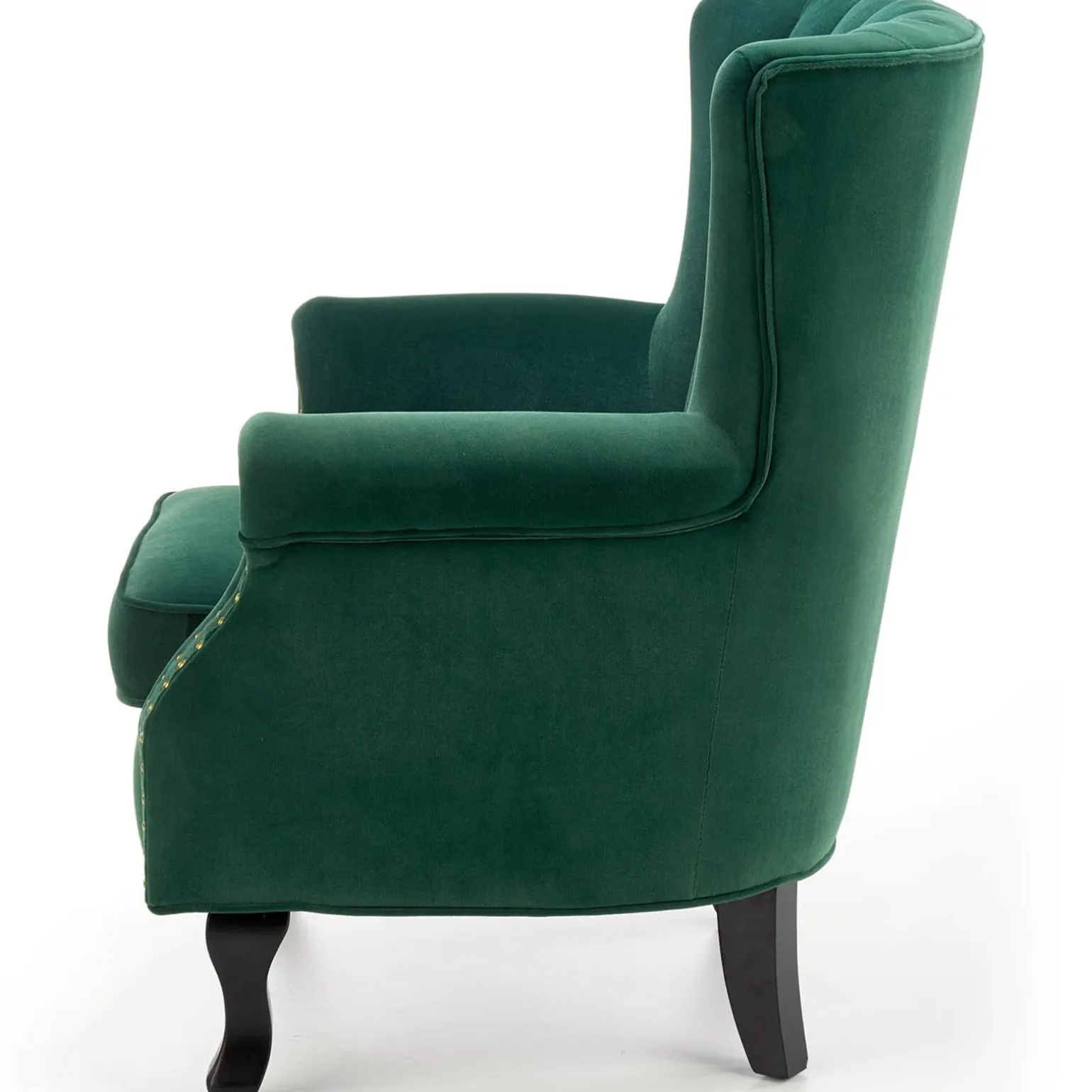 Poltrona classica relax imbottita in velluto verde scuro Mazia