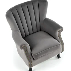 Poltrona classica relax imbottita in velluto grigio Mazia