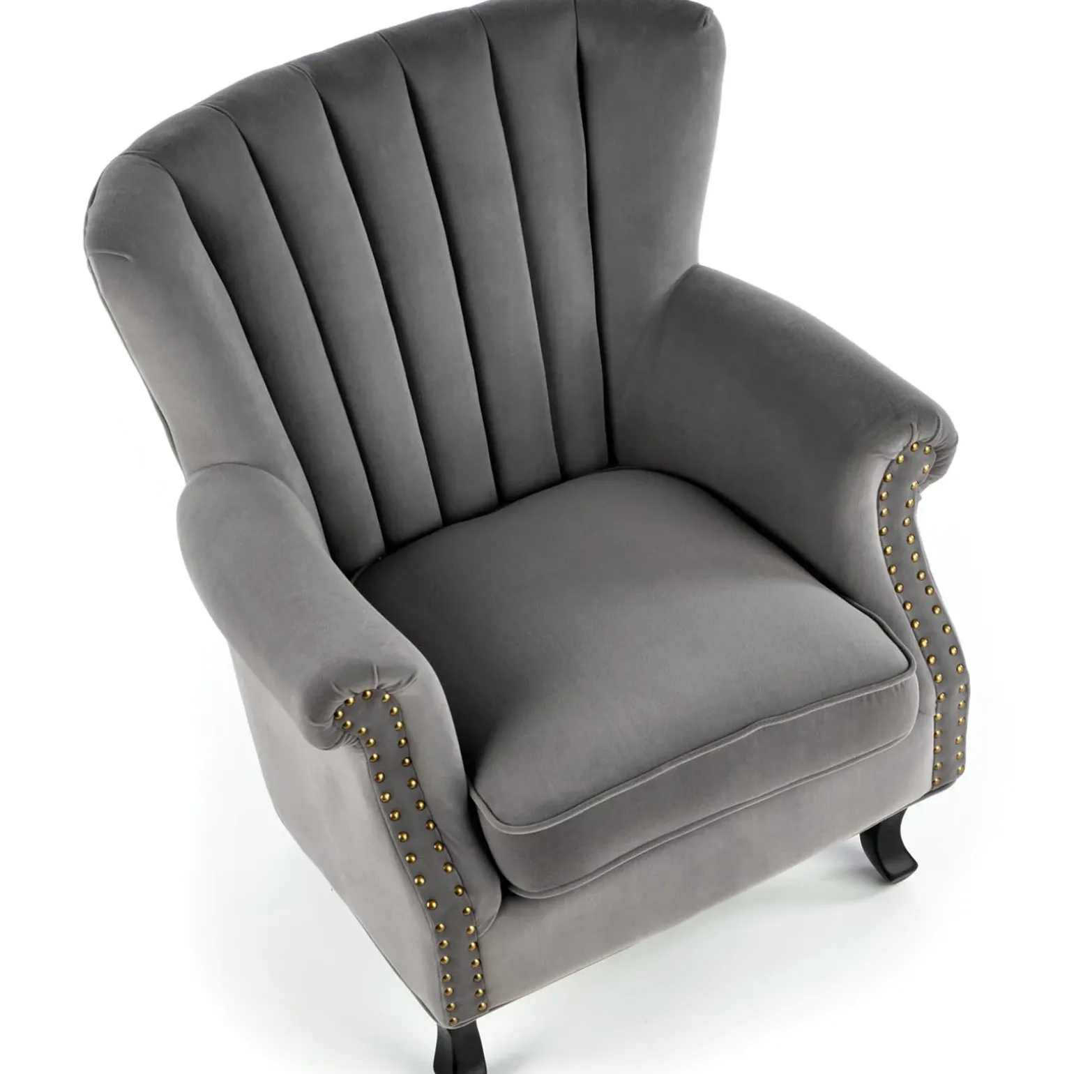 Poltrona classica relax imbottita in velluto grigio Mazia