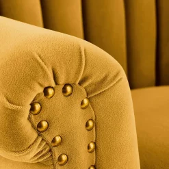 Poltrona classica relax imbottita in velluto senape Mazia