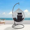 Poltrona da giardino a dondolo sospesa rattan grigio Seychelles