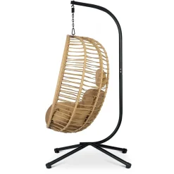 Poltrona da giardino a dondolo sospesa con cuscini beige Swing