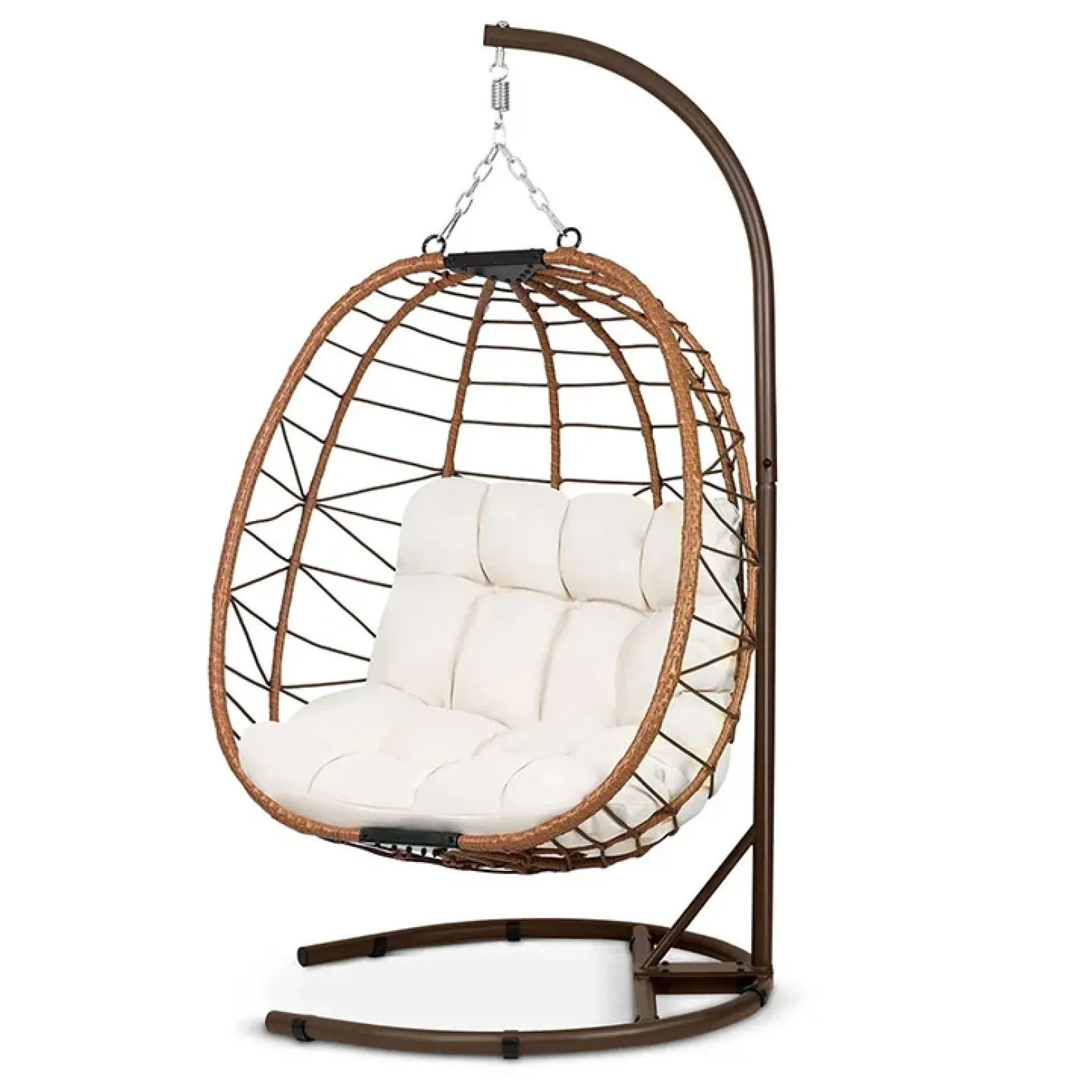 Poltrona da giardino a dondolo sospesa con cuscini beige Breeze