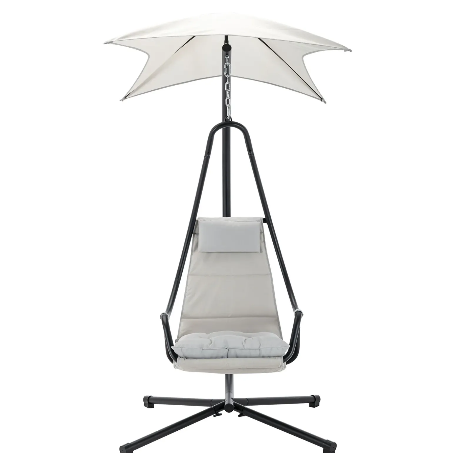Poltrona da giardino a dondolo sospesa 103x212h cm nero grigio Onda