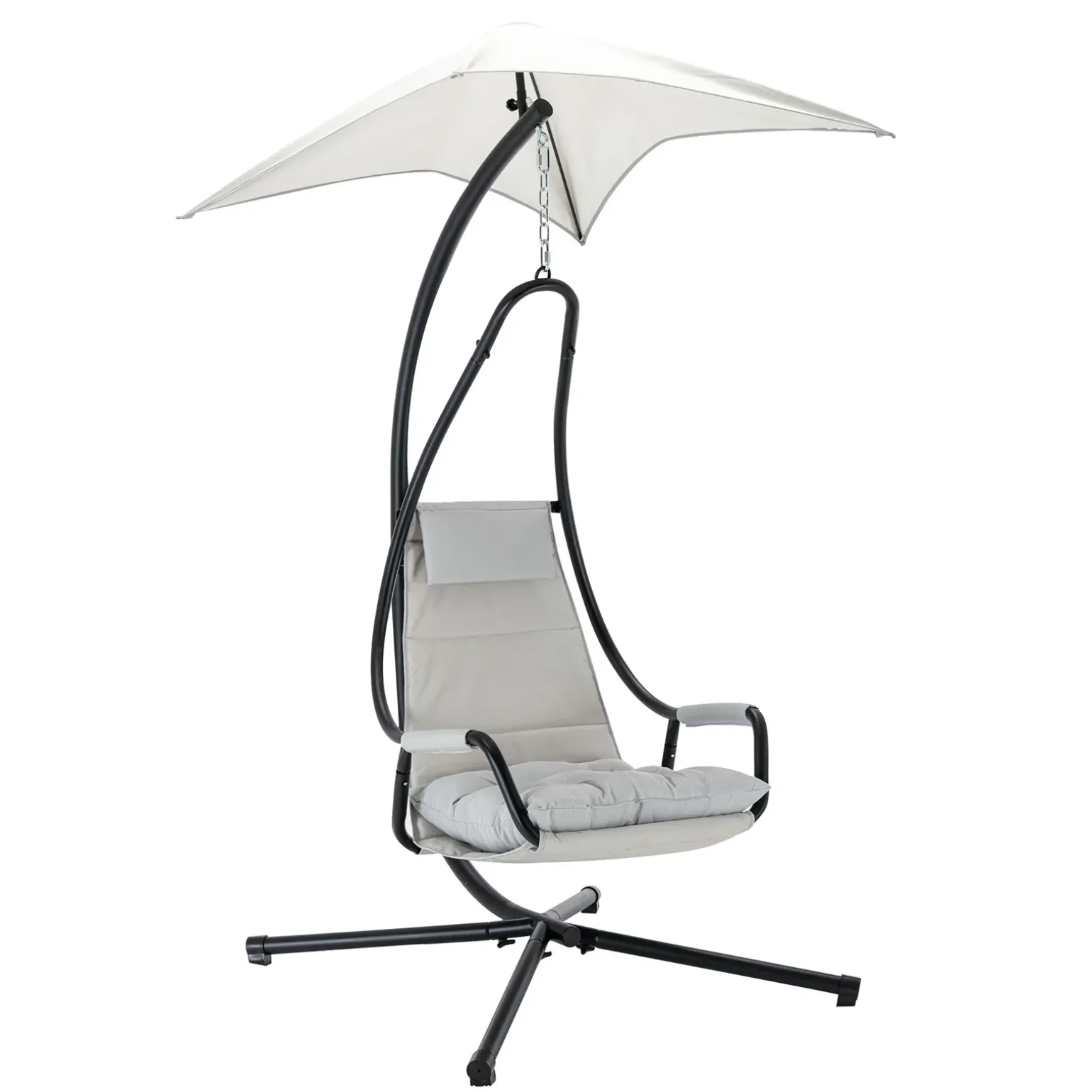Poltrona da giardino a dondolo sospesa 103x212h cm nero grigio Onda