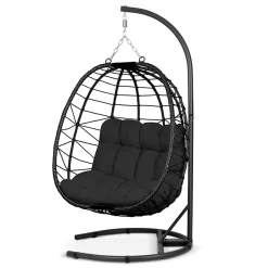 Poltrona da giardino a dondolo sospesa con cuscini nero Breeze