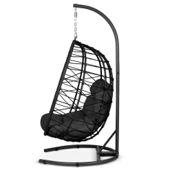 Poltrona da giardino a dondolo sospesa con cuscini nero Breeze