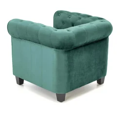 Poltrona da sala imbottita in velluto verde scuro nero Spina