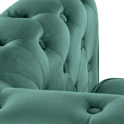 Poltrona da sala imbottita in velluto verde scuro nero Spina