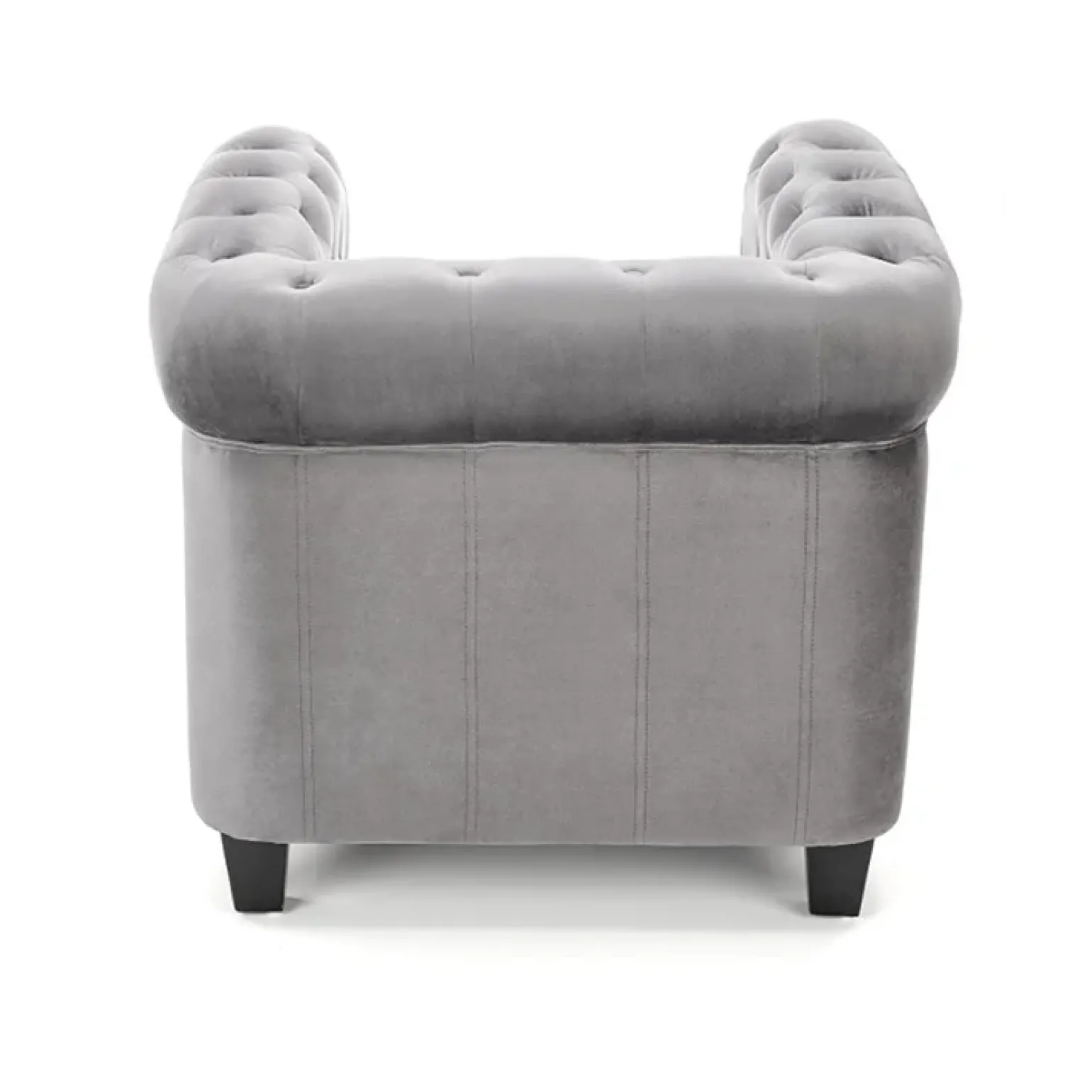 Poltrona da sala imbottita in velluto grigio nero Spina