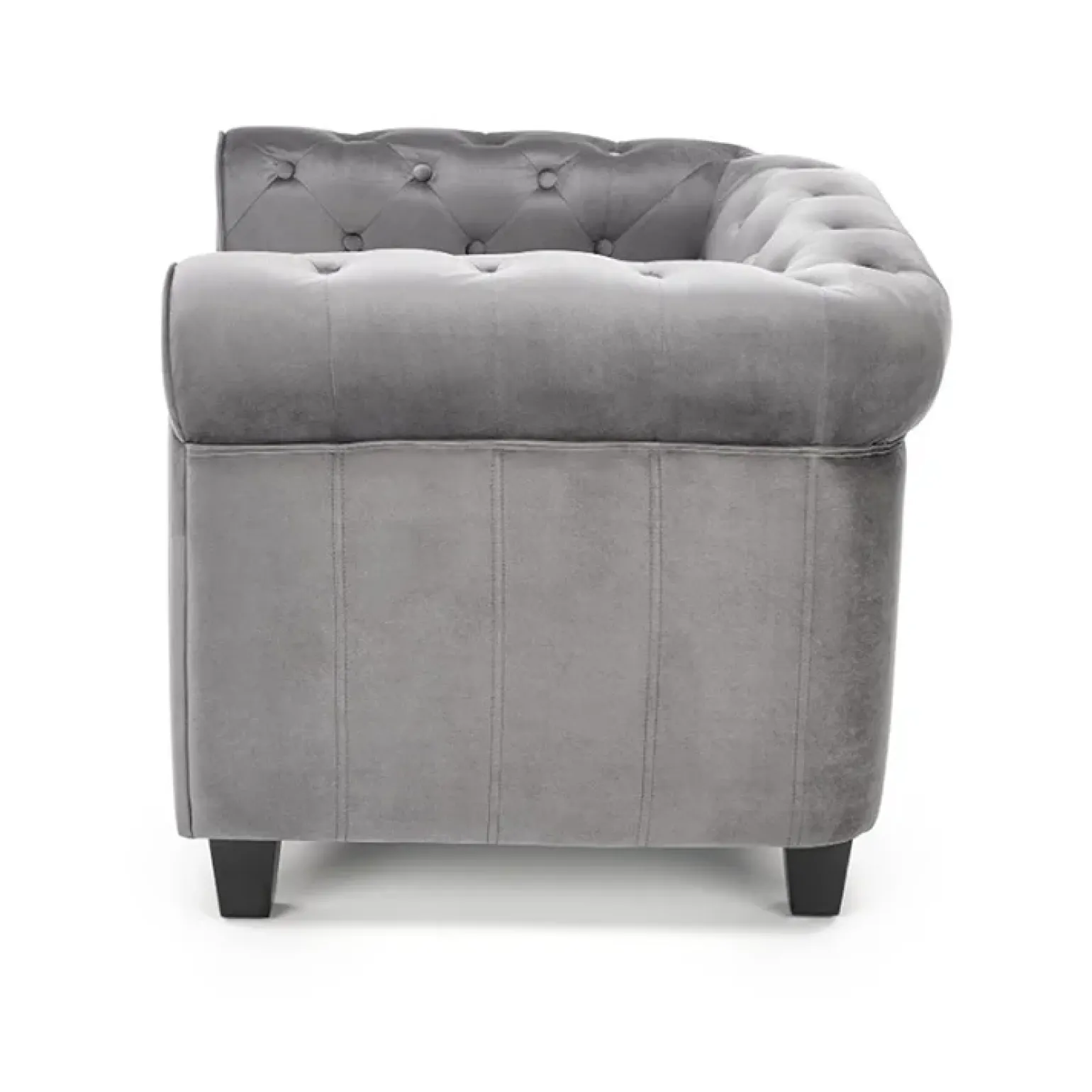 Poltrona da sala imbottita in velluto grigio nero Spina