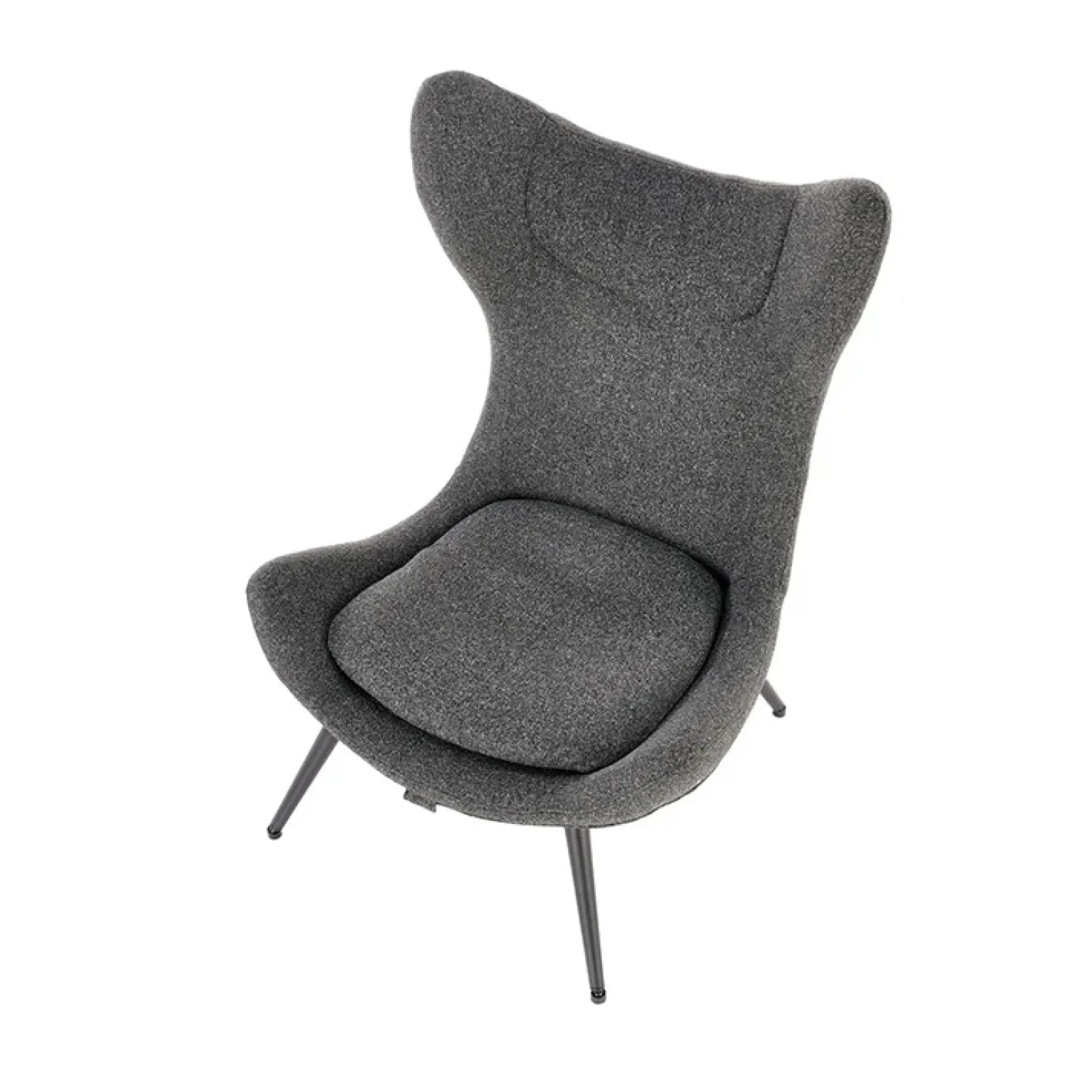 Poltrona da salotto imbottita in tessuto antracite nero Canova