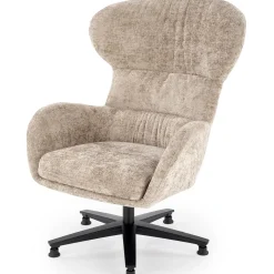 Poltrona design girevole imbottita in tessuto beige Mappy