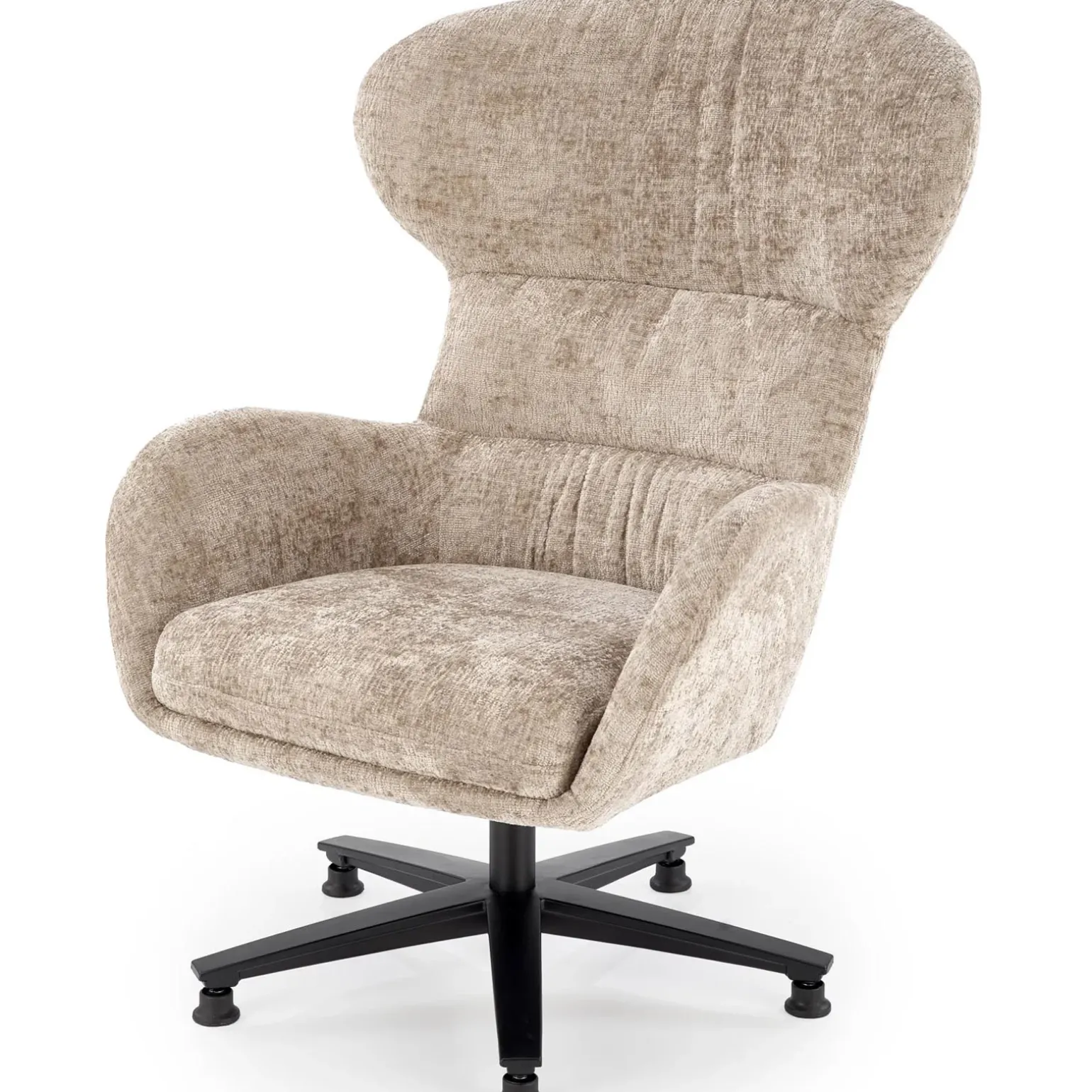 Poltrona design girevole imbottita in tessuto beige Mappy