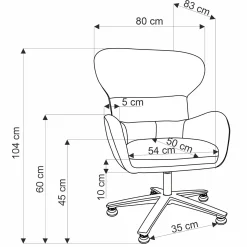 Poltrona design girevole imbottita in tessuto grigio Mappy
