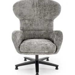 Poltrona design girevole imbottita in tessuto grigio Mappy