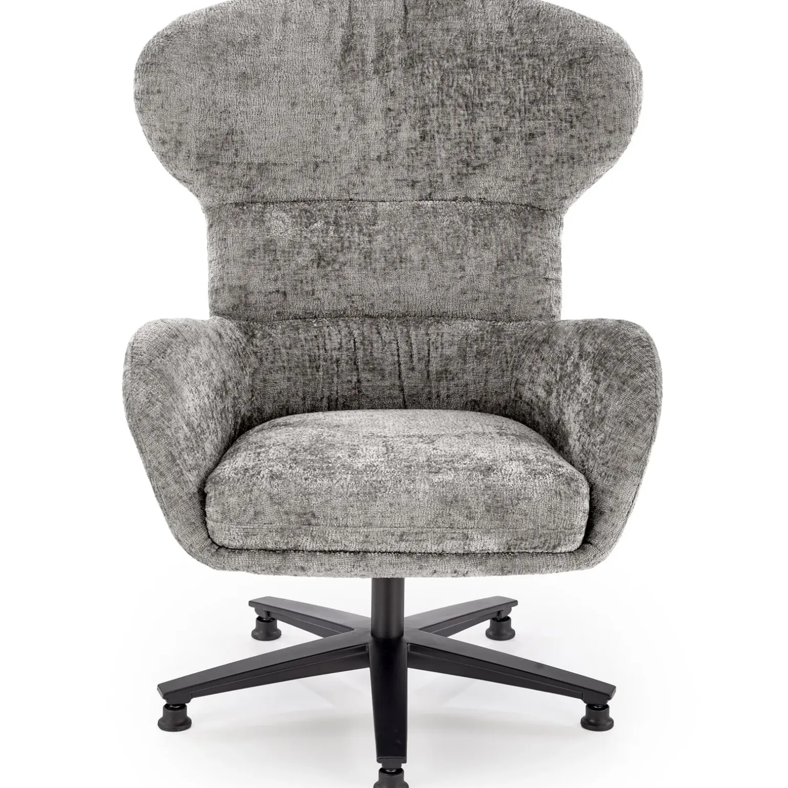 Poltrona design girevole imbottita in tessuto grigio Mappy