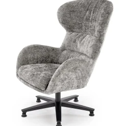 Poltrona design girevole imbottita in tessuto grigio Mappy