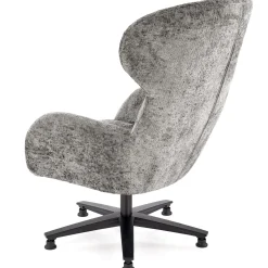 Poltrona design girevole imbottita in tessuto grigio Mappy