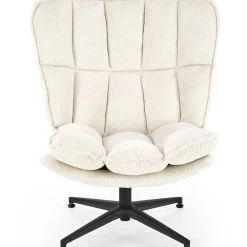 Poltrona design girevole imbottita in tessuto panna nero Montana