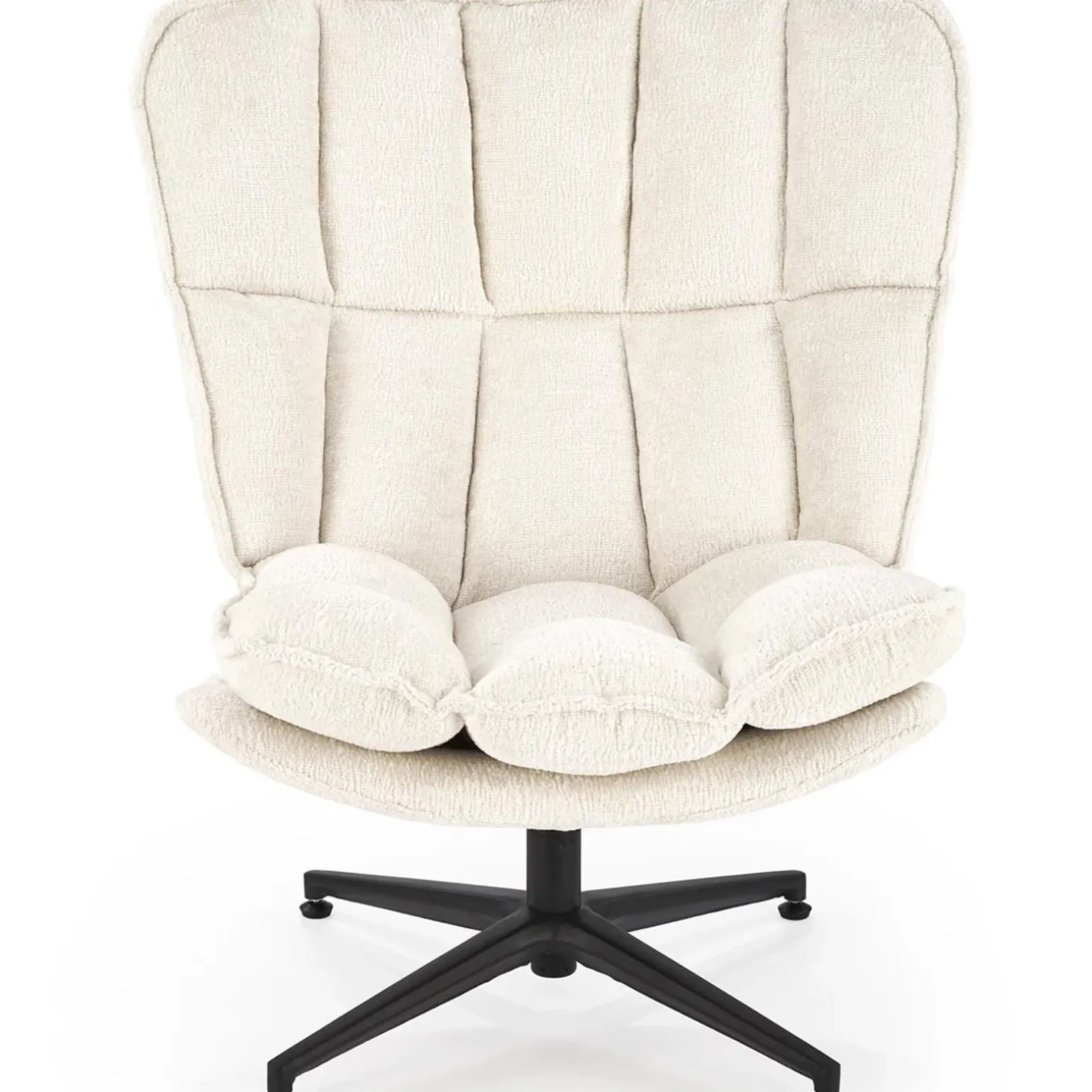 Poltrona design girevole imbottita in tessuto panna nero Montana