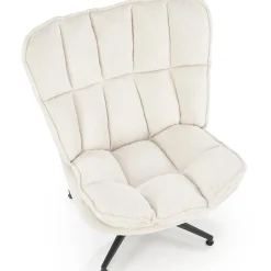 Poltrona design girevole imbottita in tessuto panna nero Montana