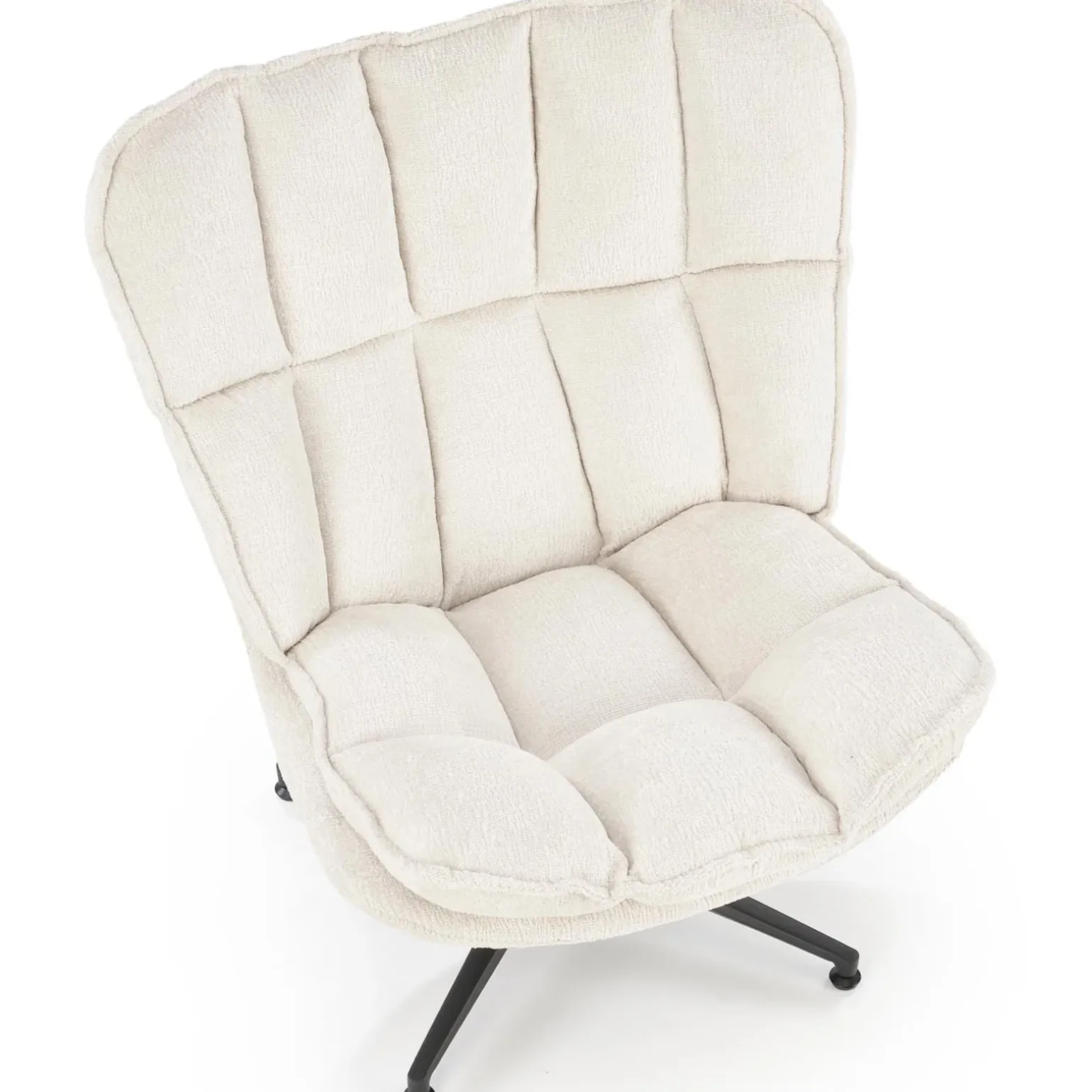 Poltrona design girevole imbottita in tessuto panna nero Montana