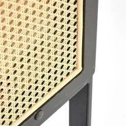 Poltrona design soggiorno in rattan naturale beige nero Niceto