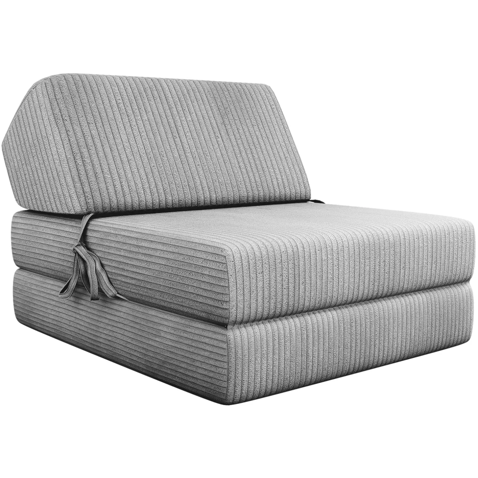 Poltrona divano letto pieghevole 90cm velluto a coste grigio Lorin