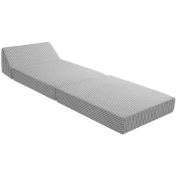 Poltrona divano letto pieghevole 90cm velluto a coste grigio Lorin