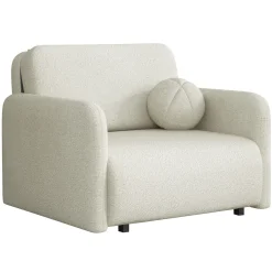 Poltrona divano letto 100x103 cm con contenitore e cuscino tessuto bouclé beige chiaro Reposa