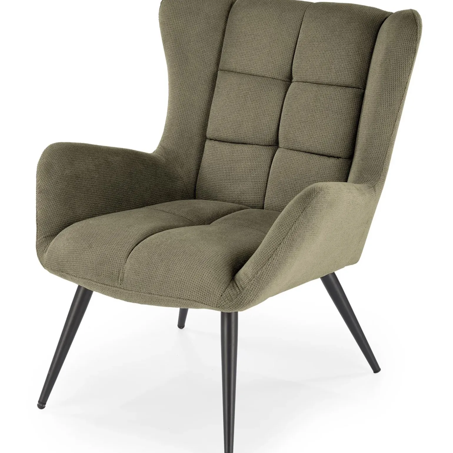 Poltrona imbottita in tessuto verde oliva nero Snooz